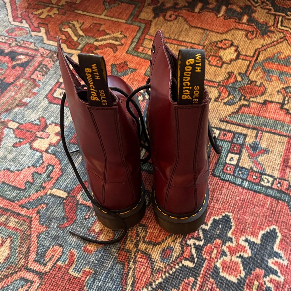 Dr. Martens Cherry Red Leather Boots - Picture 2 of 3